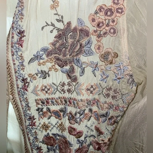 Johnny Was sheer cream blouse, beautifully embroidered, unique - Picture 4 of 8